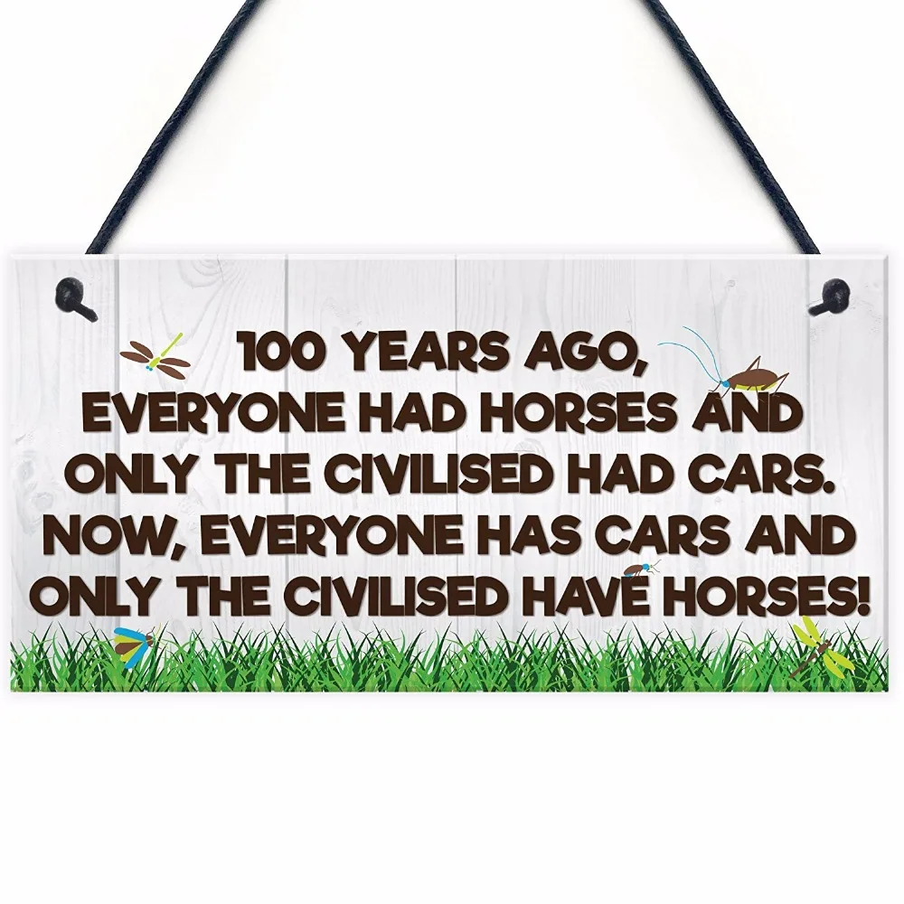 Meijiafei Civilised Horses Funny Barn Stable Door Pony Sign Haging Plaque Equestrian 10&quotx5&quot | Дом и сад