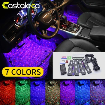 

Castaleca Car Interior Atmosphere Lights Dash Floor Foot Strip Light Automobile LED RGB DRL Remote/Voice Control Decorative Lamp