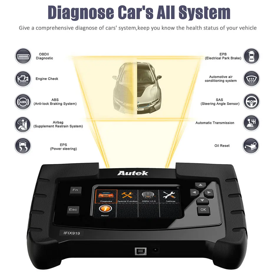 Autek IFIX919 полная система OBD2 автомобильный сканер ECU SRS SAS ABS кровотечение EPB сброс масла ODB2 OBD 2 диагностический инструмент Бесплатное обновление