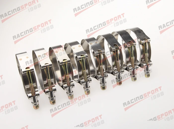 Pack of 8pcs 3'' T BOLT CLAMPS Turbo Pipe Hose Coupler Stainless Steel