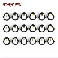 TRYR.HU 50pcs Silicone Beads Penguin Cartoon Cute DIY Baby Teething Chew Bracelet Pendant Food Grade BPA Free Silicone Teether