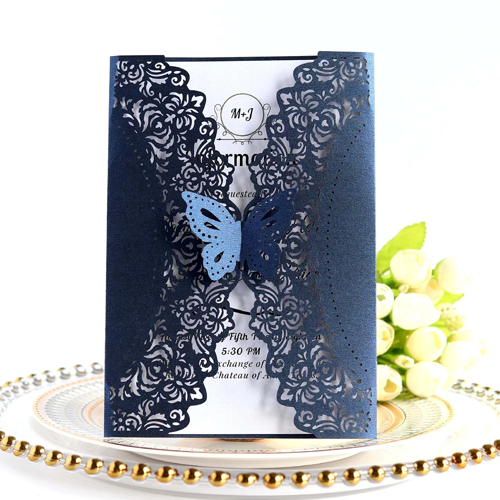  10Pcs/Set Wedding Party Invitation Butterfly Invitation (Outer Shell + Inner Card Set Without Envel - 33030868718
