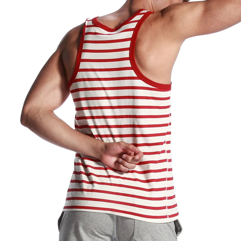 Майка Seobean мужская в полоску хлопок без рукавов Облегающая рубашка|mens cotton tank|tank