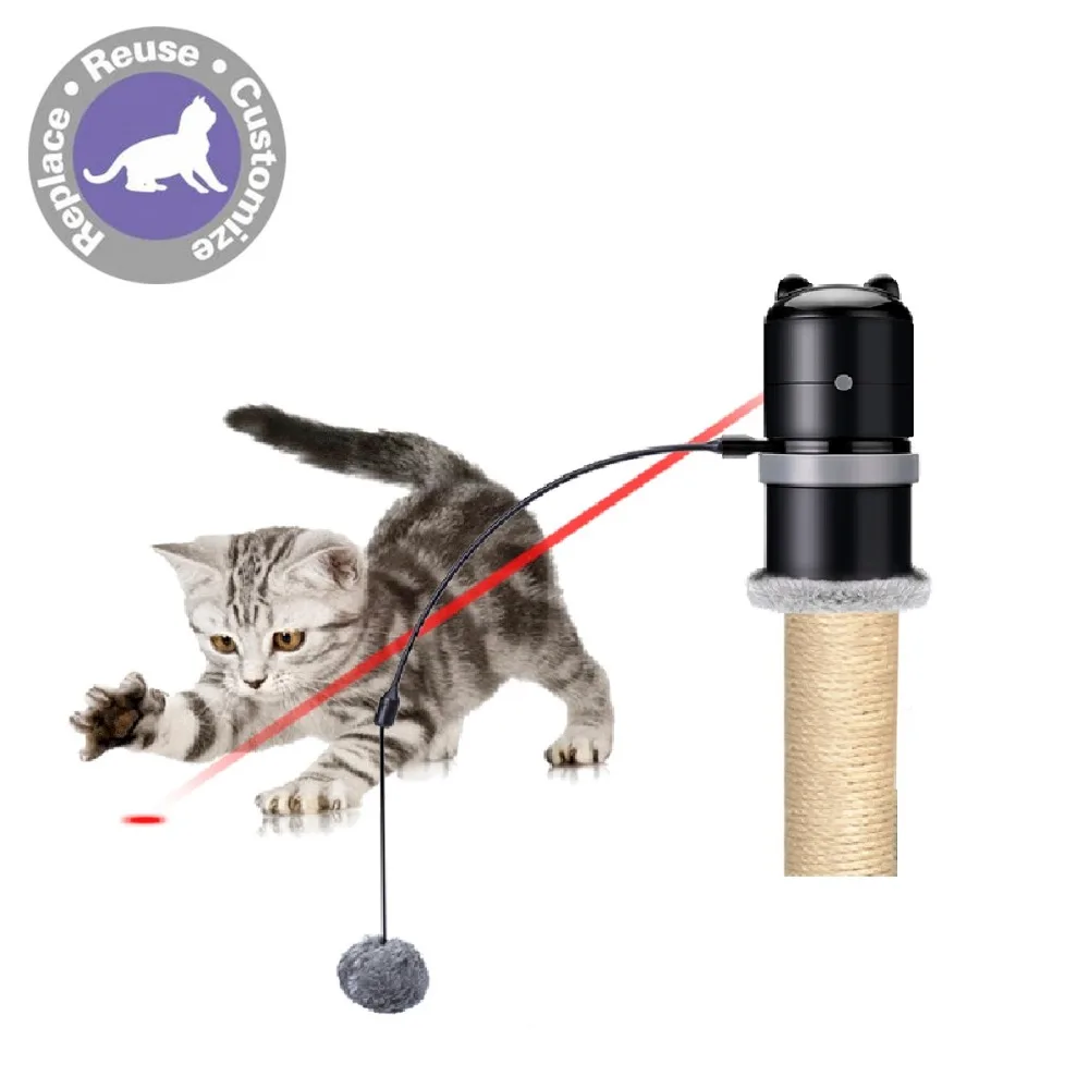 Электронные креативные забавные лазерные игрушки для домашних животных, светодиодный тренажер для кошек, Когтеточка для кошек, палочка с перьями, портативные игрушки для щенков и кошек