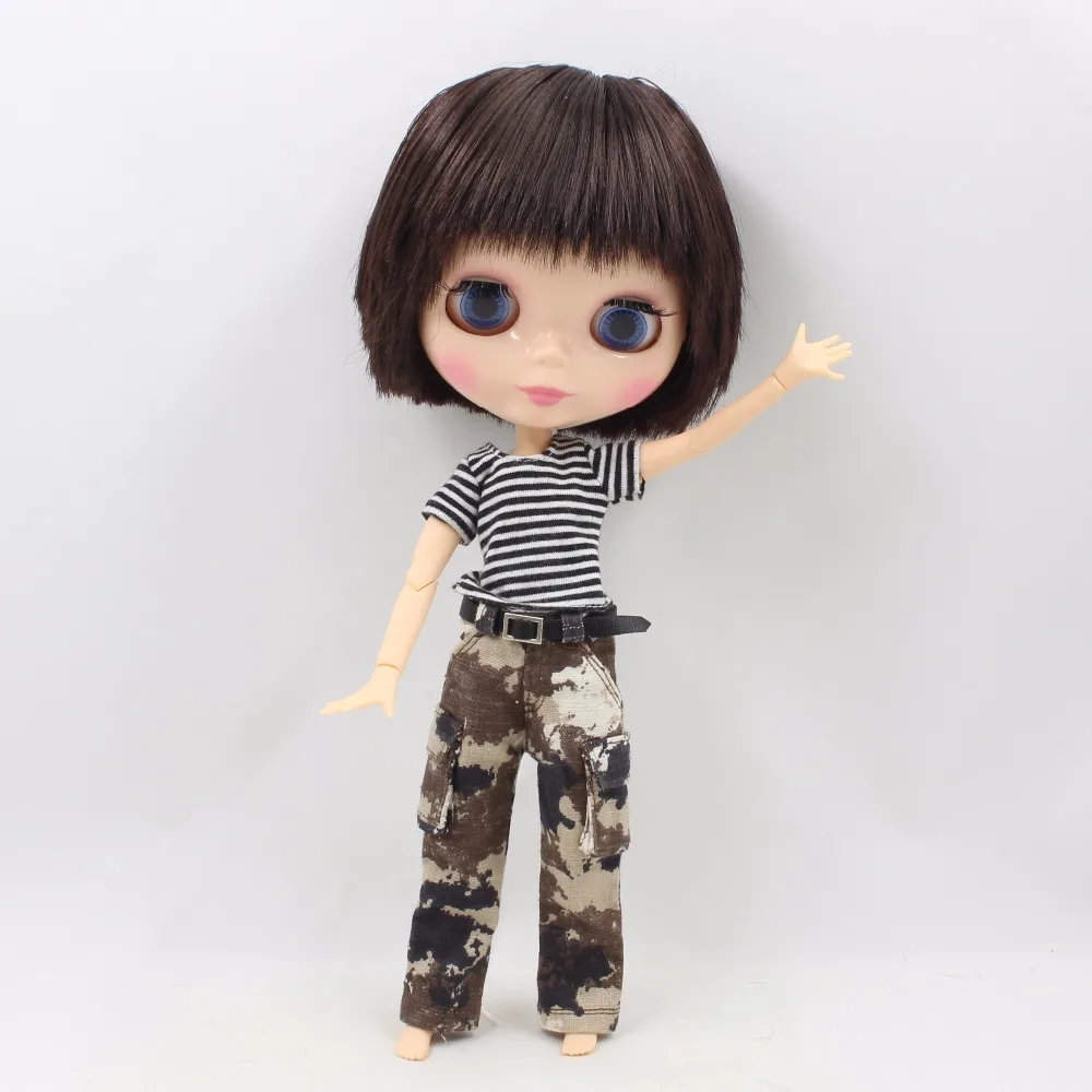 Кукла ICY DBS Blyth boy body BL0312 темно коричневые короткие волосы для суставов тела белая