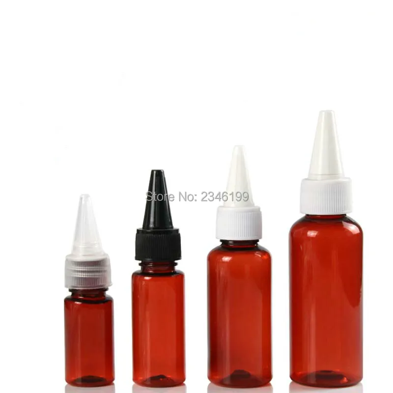 Empty Plastic Bottle 50 20ml Empty Cosmetic Container Black Cover Plastic Bottle Transparent Brown Tip Cap Plastic Bottle (4)