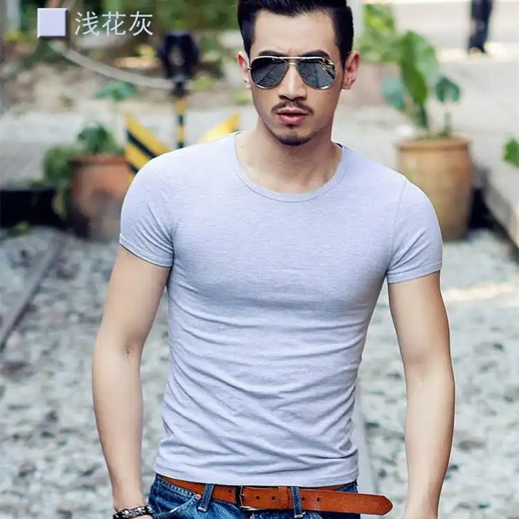 

Summer New Men's Short Sleeve T-shirt Summer Suit Korean Edition Round-collar Youth T-shirt Bottom Shirt Half-sleeve Clothes Tid