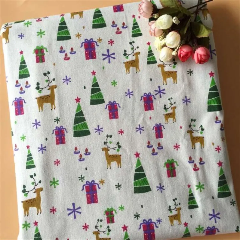 

Christmas Style Printed Cotton Linen Fabric DIY Patchwork Telas Sewing Linen Cotton Fabric Material Woven Cloth For Home Textile