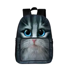 

2017 New Sale Polyester 16-inches Black Printing Animal Cute Cat Girls Backpack for Kids Schoolbag Children School Bags for Boys