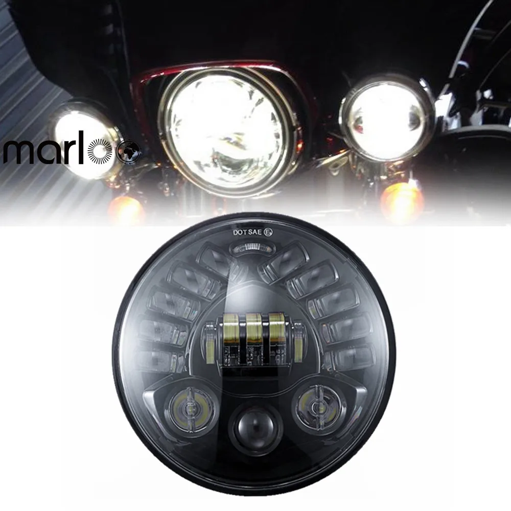 

Marloo Motorcycle 7" Round Daymaker LED Projectior Adjust Turn Signal Headlight Fit Harley Touring Trike Softail Models