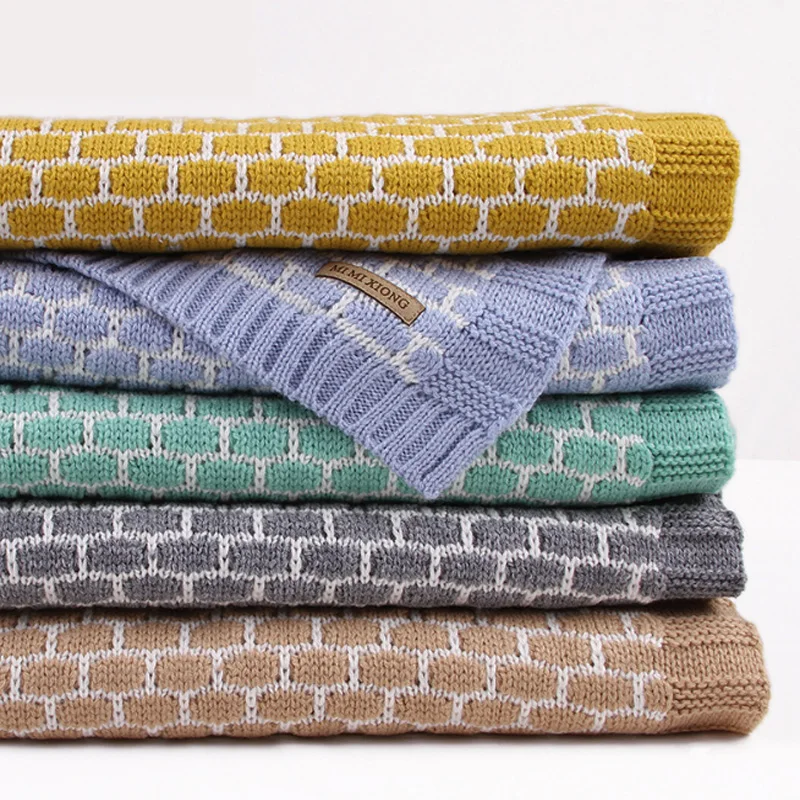 

New Arrival Knitting Baby Blanket Swaddling Winter Newborn Warm Soft Baby Plaid Blanket Cover Pram Stroller Wrap Muslin Blanket
