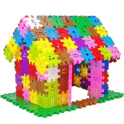 100/200/300 шт. строительные блоки детей Пластик номер узор строительные блоки Обучающие игрушка в подарок