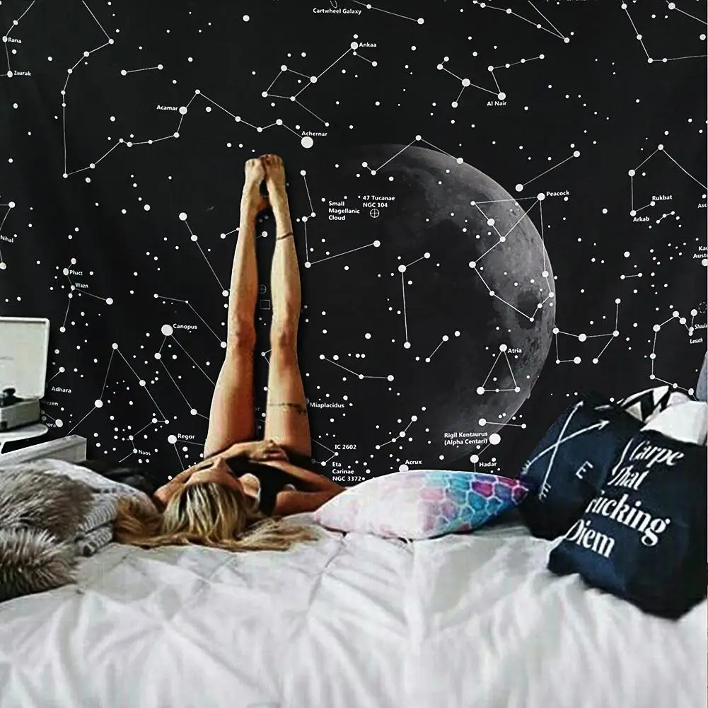 

Constellatie Galaxy Ruimte Patroon Tapijt Muur Opknoping Lichtgewicht Polyester Stof Muur Decor Thuis Hippie Wall Tapestry