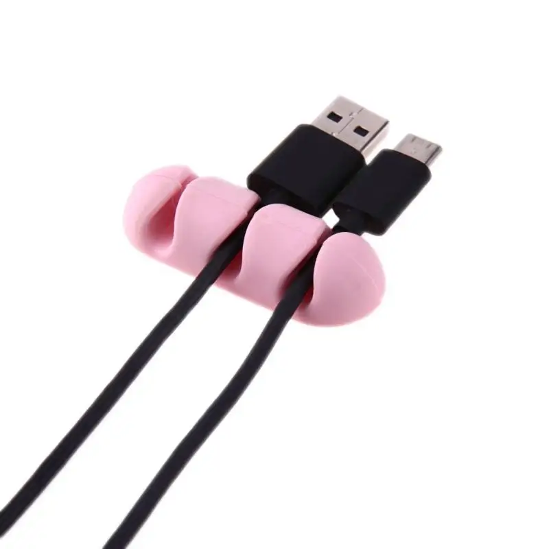 Мини Силиконовый кабельный зажим Органайзер 2p прочный зарядный кабель устройство для сматывания шнура от наушников инструмент для фиксации синий/зеленый/розовый