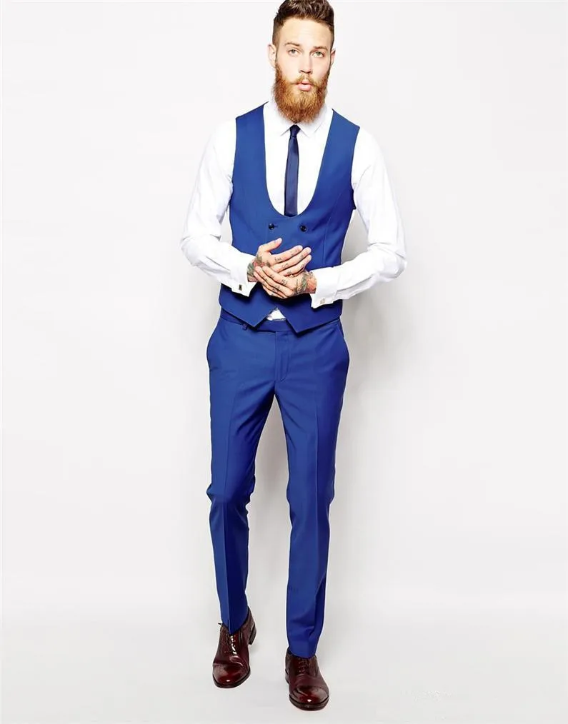 Mens Bright Blue Suit Go Suits Folobe Terno Masculino Custom Made Blue 3 Piece Men Silm Fits