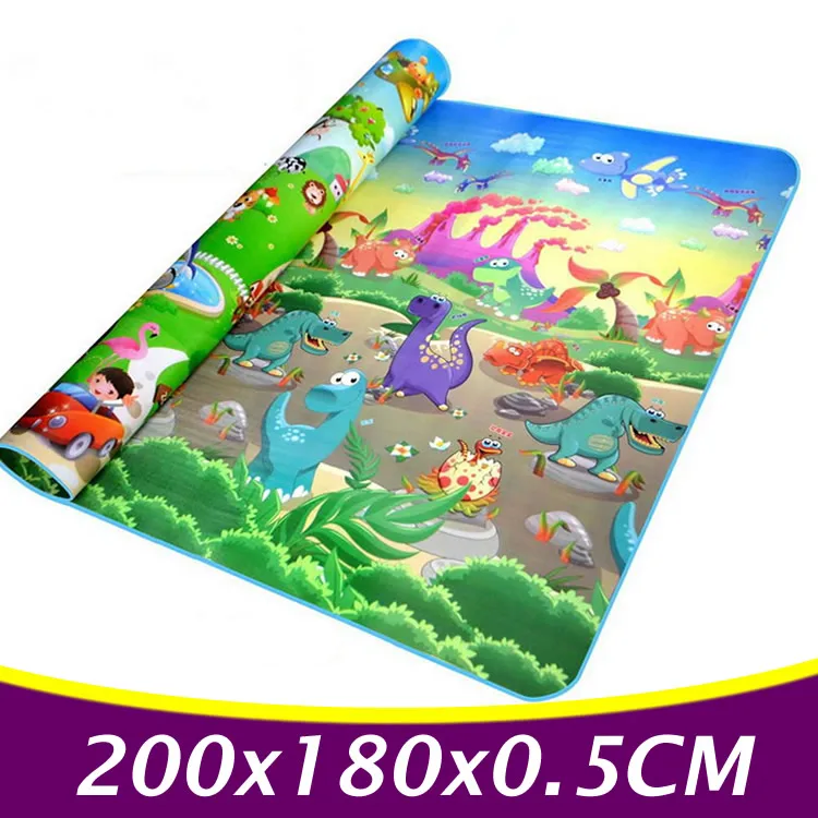 200X180CM Double Side Baby Play Mats Baby Crawling Mat Dinosaur Animals