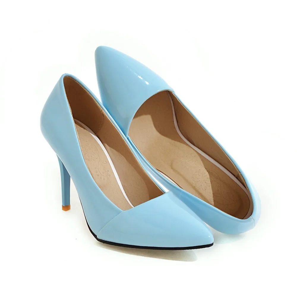 

PQECFS Big size 31-48 high quality spring & autumn women solid sweet high heels pumps 3 colors