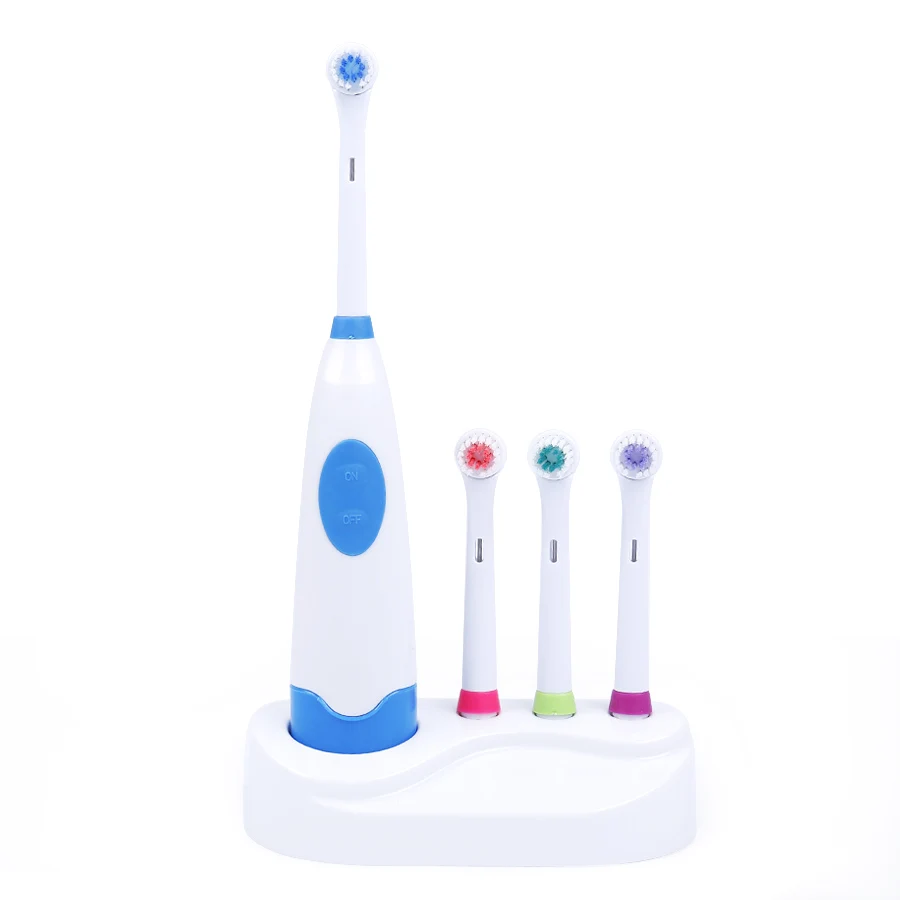 Electric Battery Powered Toothbrush Waterproof Revolving Toothbrush + 3