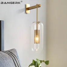 American Style Modern LED Wall Lamp Home Wall Sconce Gold Iron Glass Bedside Wall Light Fixtures Art Decor Indoor Lighting antique loft style iron glass wall sconce industrial vintage led wall light fixtures home bedside wall lamp indoor lighting