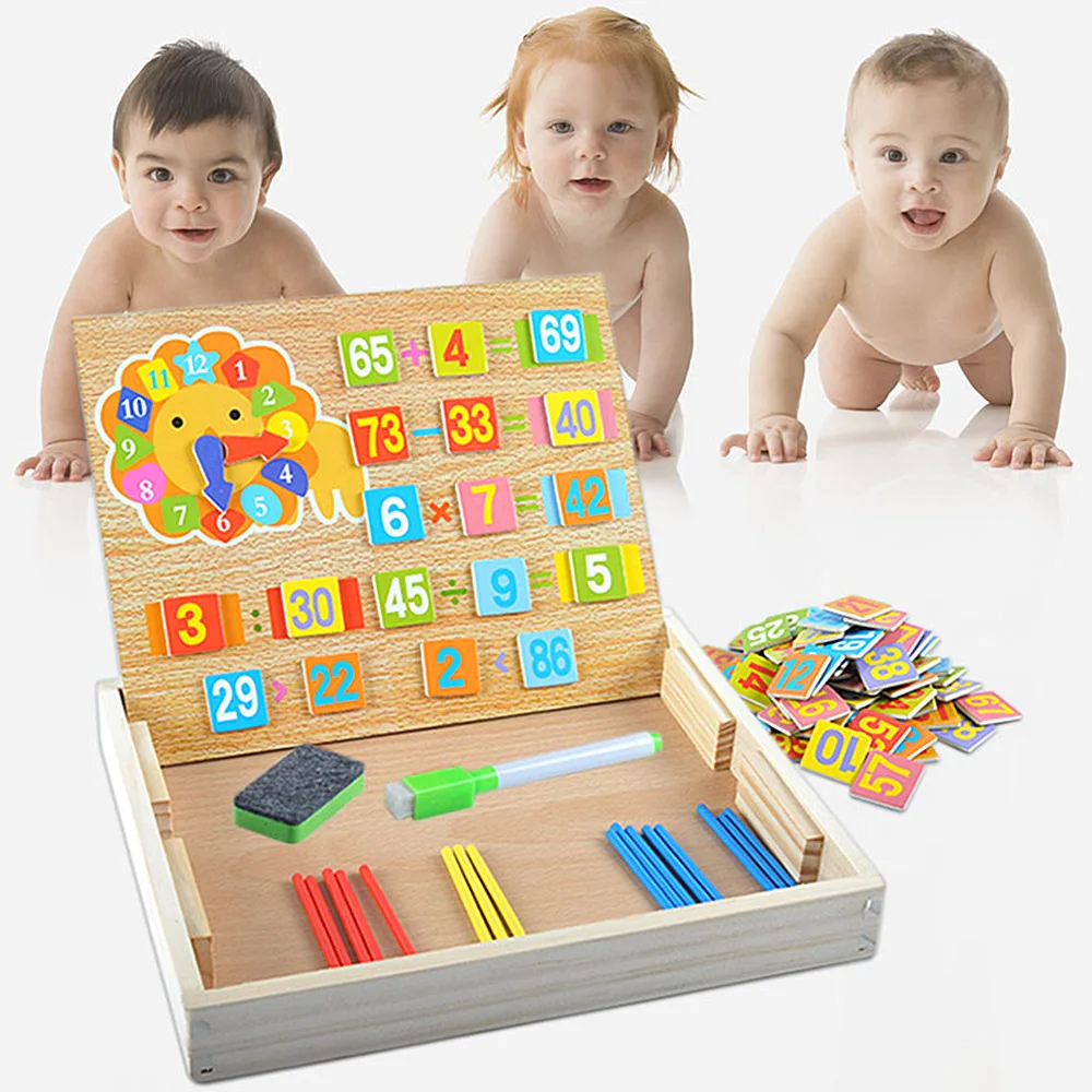 Baby Wooden Toys Math Counting Sticks Arithmetic Box Mathematics