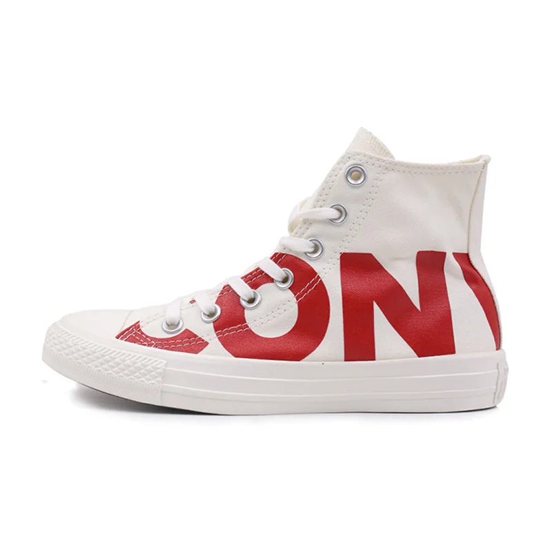 white converse with red letters