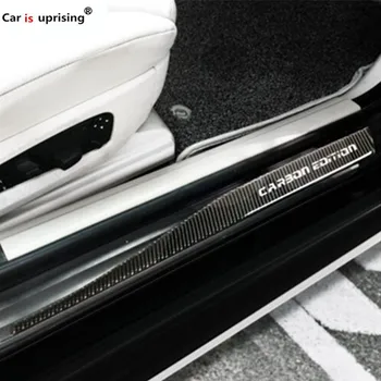 

For bmw E60 Door Sill Scuff Plate Guards Accessories Carbon Fiber Door Sills Protector Stickers 5 series 2004-2010 Car Styling