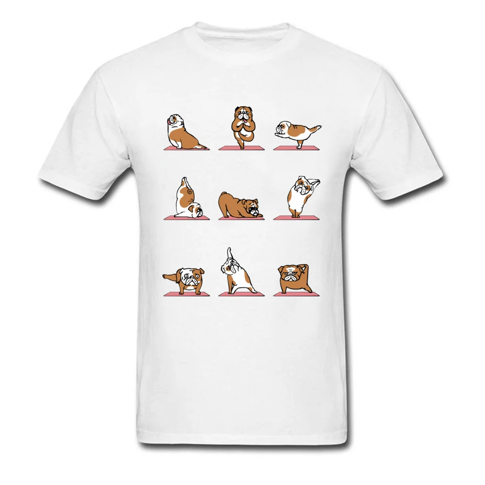 Tops Tees English Bulldog Yoga Summer 2018 New Printed Short Sleeve Pure Cotton Crew Neck Men T-shirts Printed T-shirts English Bulldog Yoga white