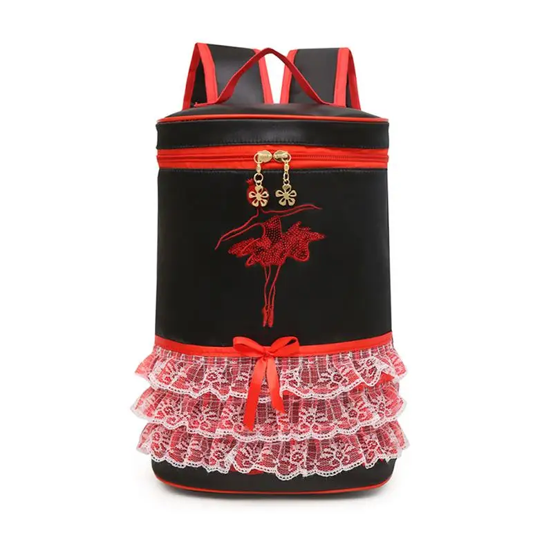 Профессиональный танцевальный балетный рюкзак для девочек, детские балерины, водонепроницаемый рюкзак для гимнастики, Детская сумка с милой юбкой-пачкой, платье - Цвет: Черный