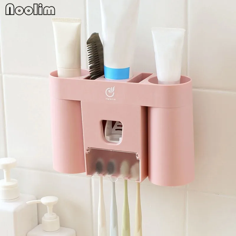 NOOLIM держатель для зубных щеток с чашкой автоматический диспенсер для хранения зубной пасты ракетка соковыжималка аксессуары для ванной комнаты Набор Подарок для влюбленных