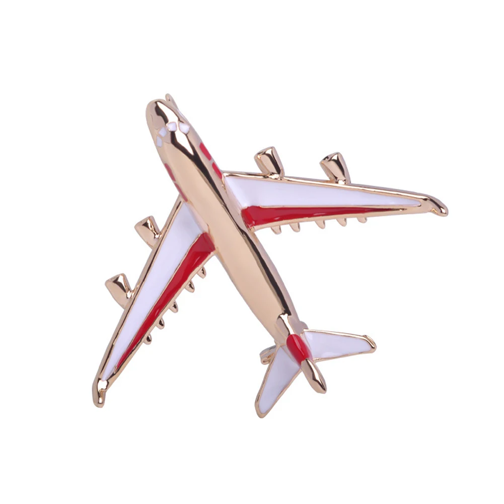 

New Plane Model Brooch Kids Enamel Shirt Pins Gold-color Fahionable Dress Hat Clip Party