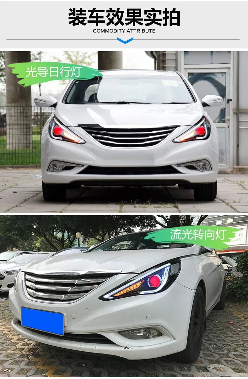 Автомобильный стиль для hyundai Sonata фары 2011- Sonata 8 светодиодный фонарь DRL Bi Xenon объектив Высокий Низкий луч светодиодный динамический сигнал поворота