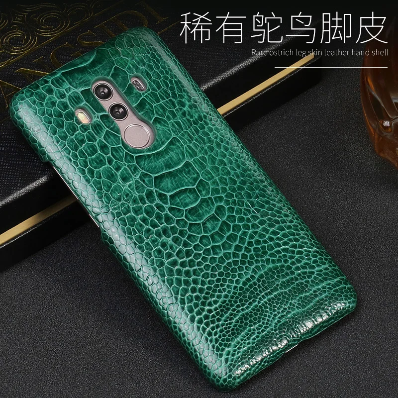 Genuine Leather phone case For Huawei Mate 10 Pro Natural ostrich foot skin Nova 2 2s Honor 7X 9 V9 V10 P8 P9 P10 Lite | Мобильные