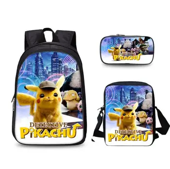 

School Bag Set Cartoon Anime Pokemon School Backpack for Girls Boys Orthopedic Kids Schoolbag Pikachu Bookbags