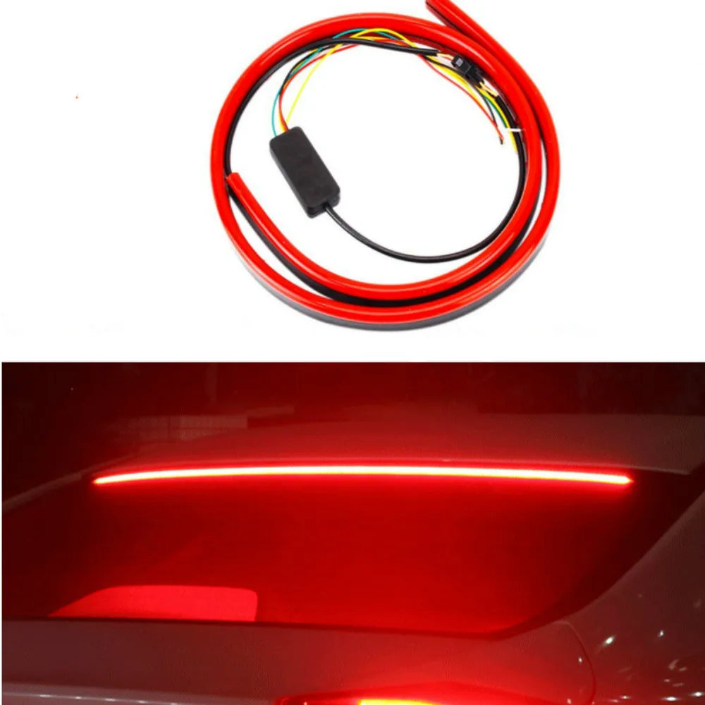 

JURUS 100CM Red Flexible LED Car Additional Brake Light Interior Driving Mount Stop 12V Turn Signal Warning Lamp Car Accessories