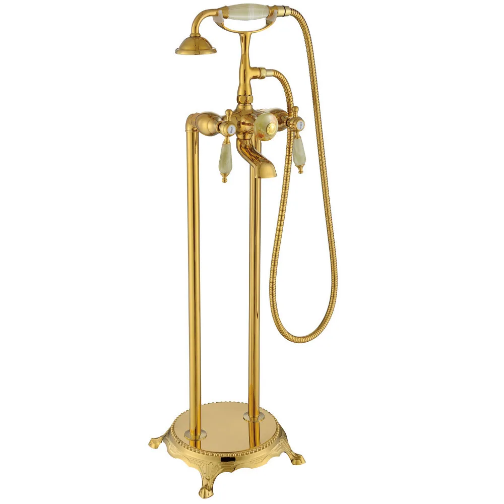 Retail Luxury Brass Floor Stand Bathtub Mixer, Hand Shower with Shower