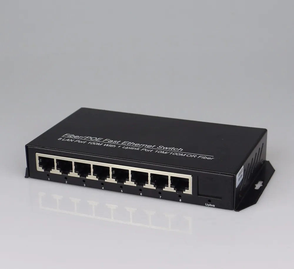 1 порт 100 Мбит/с SC волокна и 8 портов RJ45 быстро оптоволоконный переключатель Ethernet single-mode fiber media converter 20 км
