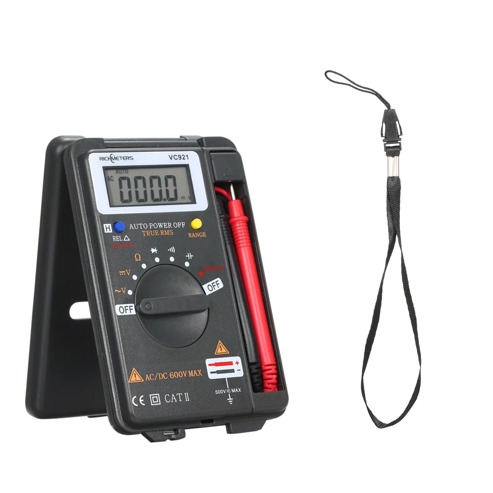 

VC921 Mini Collapsible Digital Multimeter ESR Meter Transistor Tester Voltmeter 4000 Counts Handheld Multi Meter with Probes