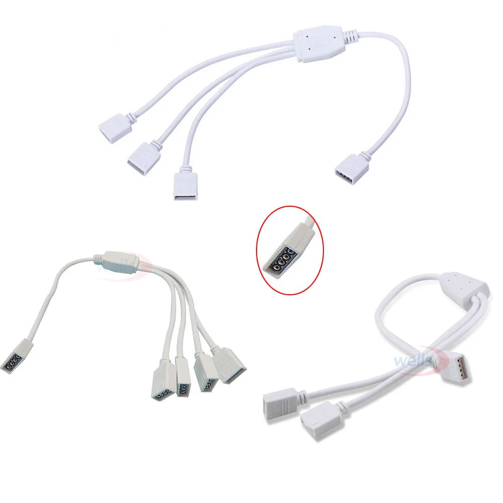 

Free shipping 1pcs RGB connector 4PIN 1 To 2/3/4 Cable RGB LED Flexible Strip Female Connector For 3528 5050 RGB Strip