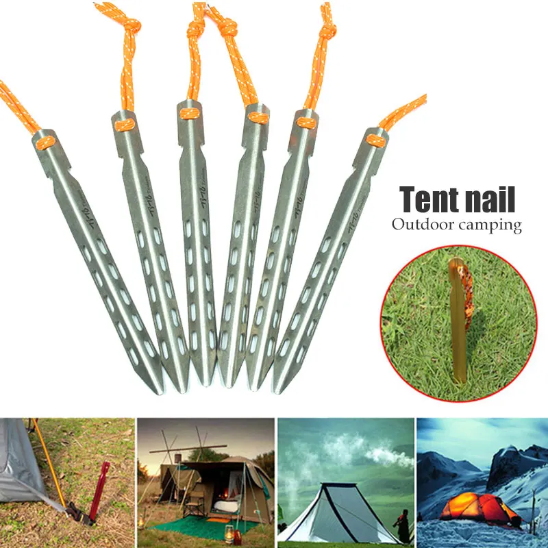 

Economic Tent Nail Moisture Pad Tent Peg Ground Nail Titanium Beach Convenient Titanium Alloy TA2 Tents Professional