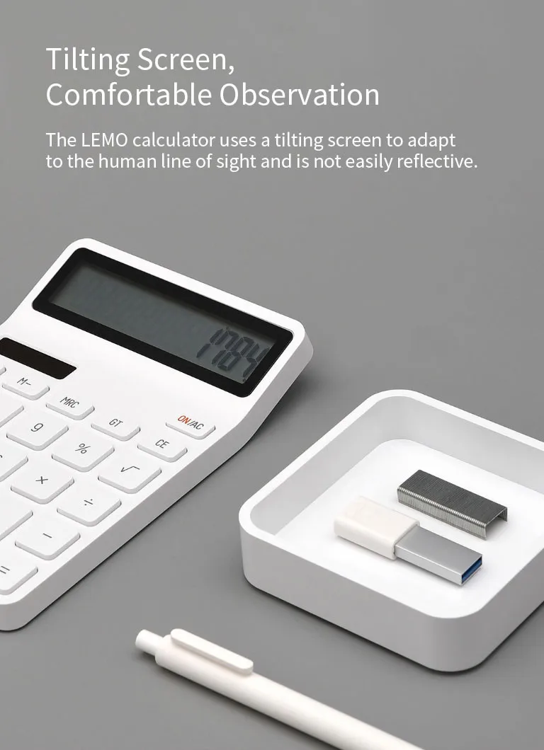 Xiaomi LEMO 12 digital Desktop Calculator Solar dual power supply Widescreen display for school office calculator Calculating Tool (10)