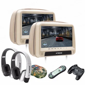 

Monitors 2x9" HD Digital Panel Leather Cover Car Headrest DVD Players with Zipper Design Built-in HDMI + 2 headphones