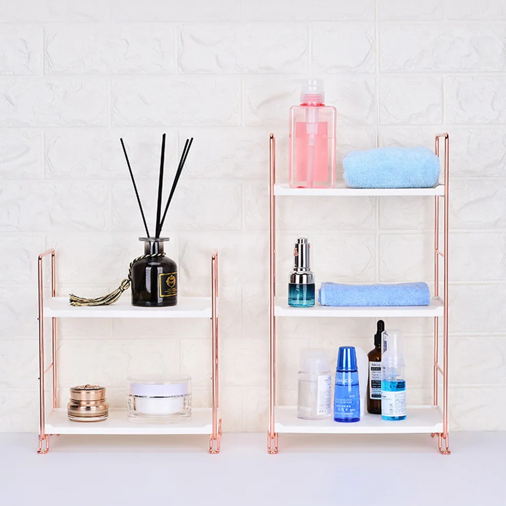 

Iron Corner Organizer Bathroom Caddy Shelf Kitchen Storage Rack Holder 2/3 Tier Home Storage Organization