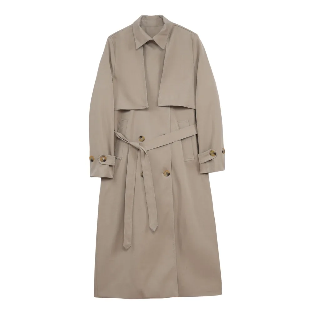

2016 new women's trench autumn winter fashion high quality England loose style classic khaki oversize thin trench coat outfit