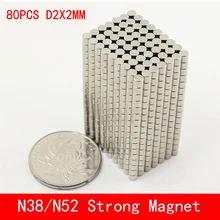 80pcs/lot Super Strong Rare Earth mini 2mm x 2mm Permanet Magnet Round Neodymium Magnet N52 N38 2*2MM surface plate nickel