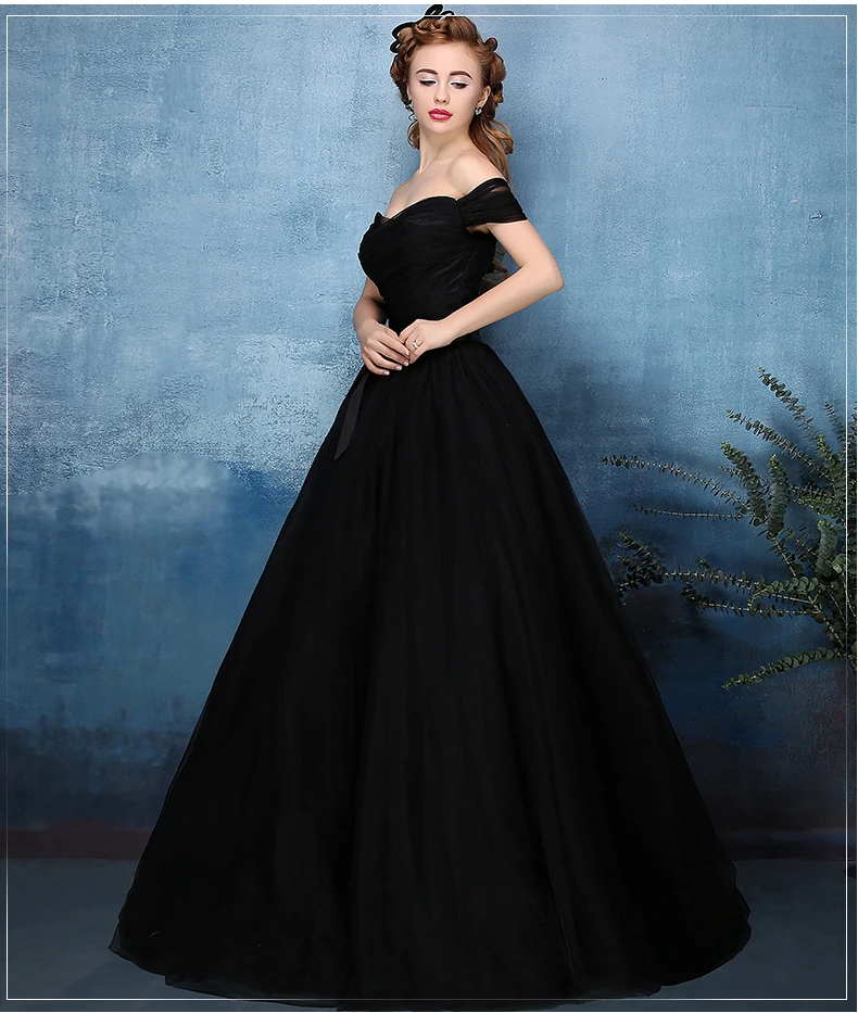 Black Plain Long Ball Gown Black Dress 