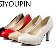Женская обувь из лакированной кожи на платформе и высоком каблуке рабочая обувь черного и белого цвета свадебные туфли с красной подошвой размера плюс 41, 42