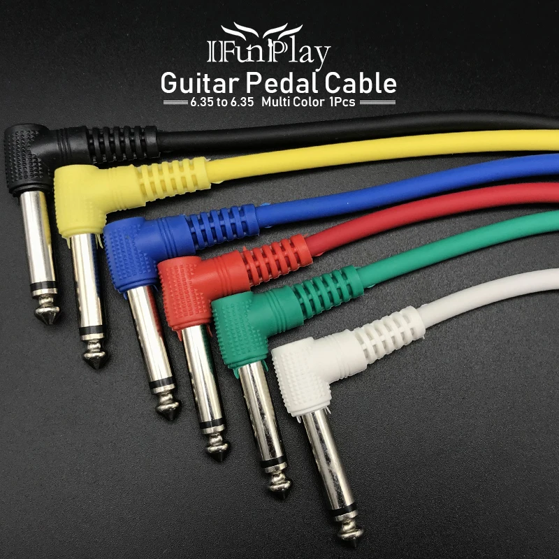 1pcs Multi Color 6.35 Angled Plug Audio Cable Leads Patch Cables for Electric Guitar Effect