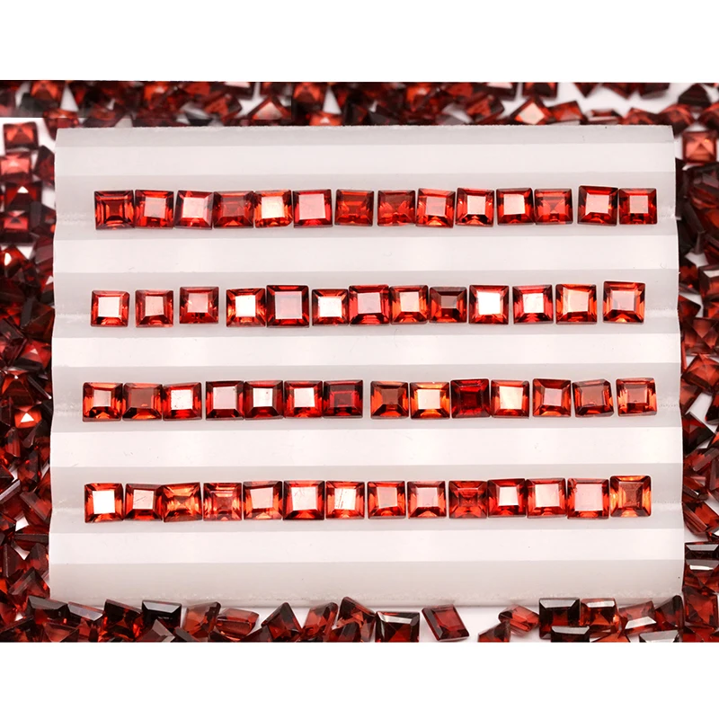 Gemstones Natural Garnet jewelry Making 3X3mm High Quality Square Earring Ring Pendant Bracelet Jewelry customization
