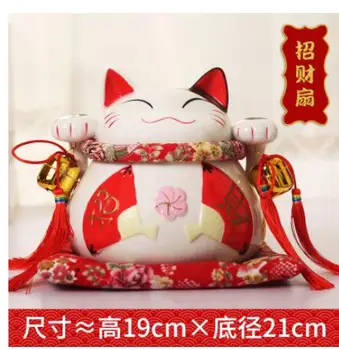 

A Double happiness blessing Lucky Cat ornaments large ceramic piggy piggy bank Japan creative shop ornaments ceramic