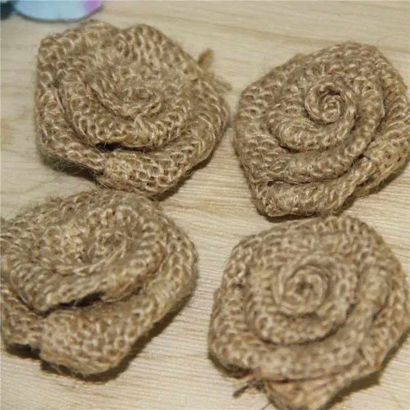 DoreenBeads 1 шт. ручная работа Мешковина роза цветок DIY ремесло поставка одежды значок